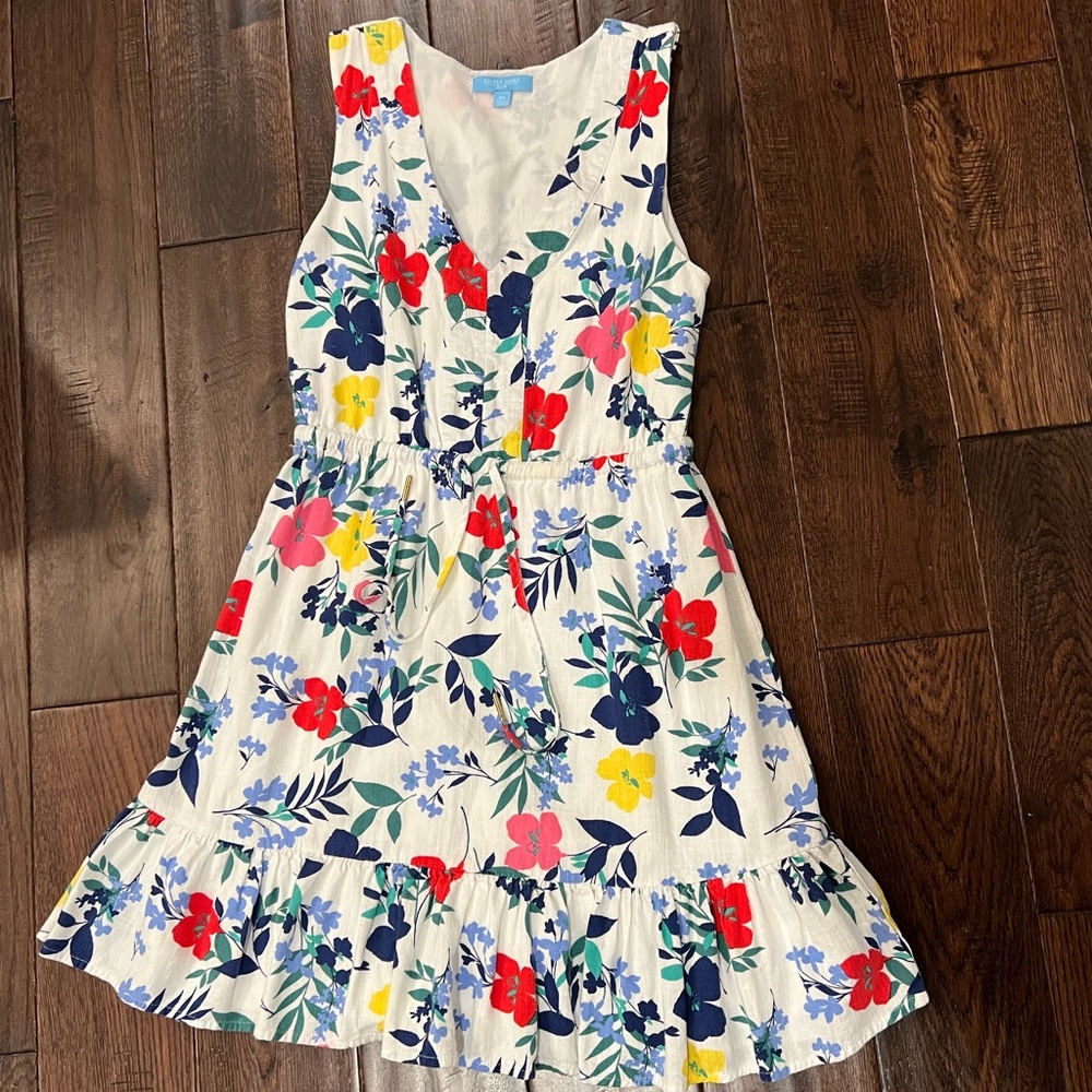 Draper James Floral Print Dress - White, Red, Blue, Yellow
